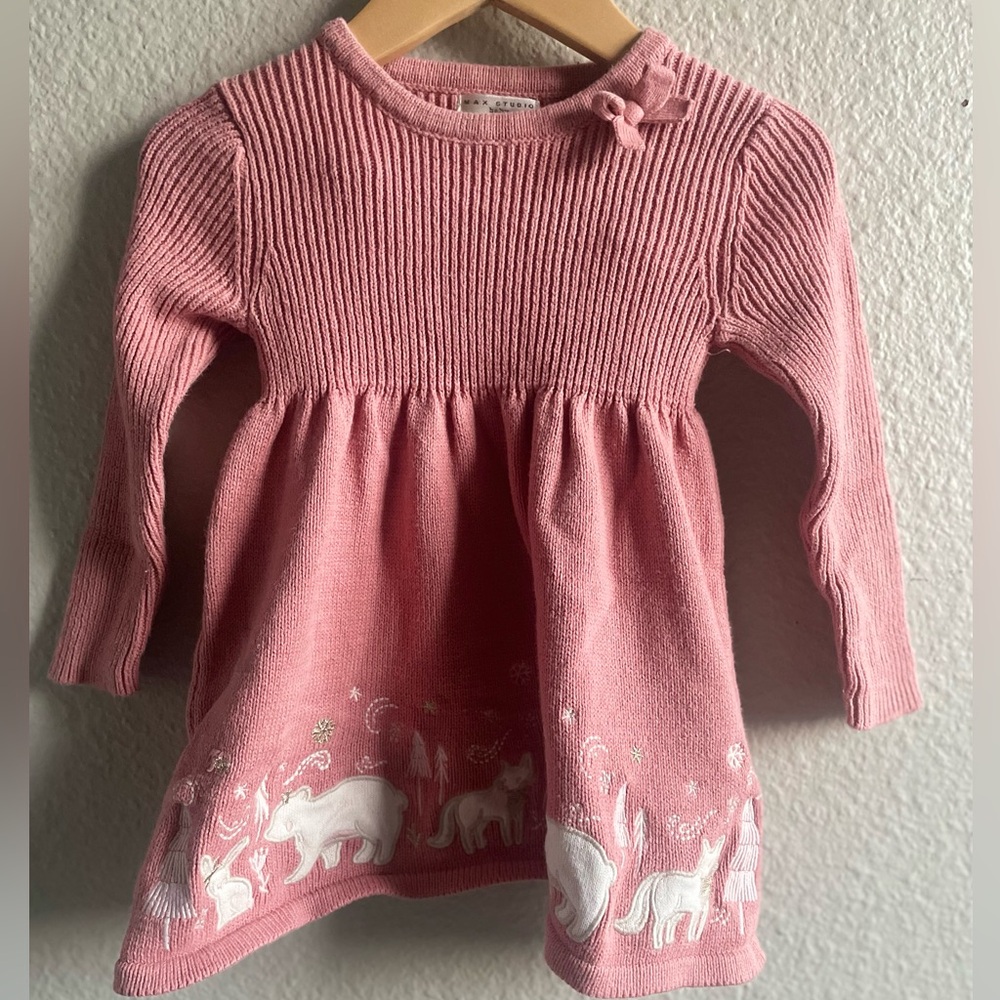 Pink Toddler Holiday Sweater Dress